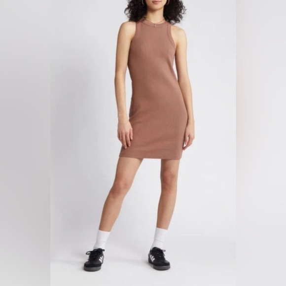 BP Rib Tank Mini Dress in Brown Topaz - Size Small - Picture 1 of 7